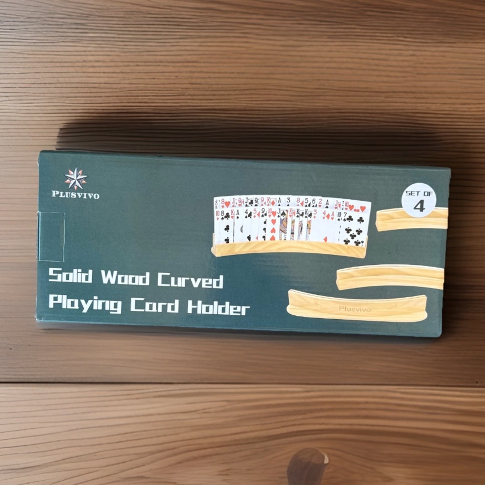 Plusvivo Solid Wood Playing Card Holder Set